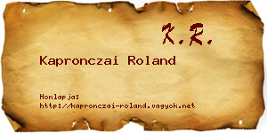 Kapronczai Roland névjegykártya